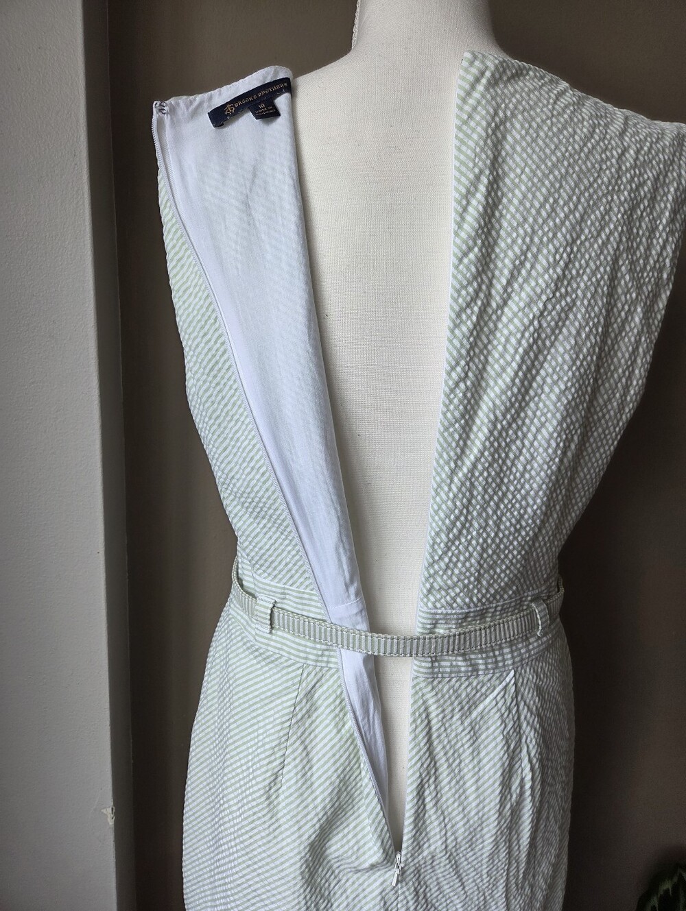 Brooks Brothers Cream Textured Midi Dress with Belt - Picture 4 of 10